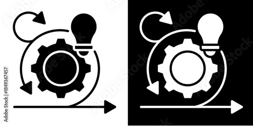 Lean Methodology Icon Set White Style Collection