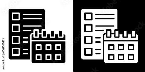Planning Calendar Icon Set White Style Collection