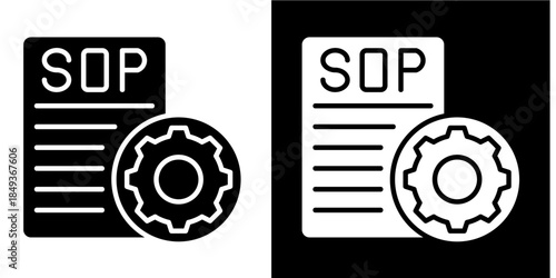 Standard Operating Procedure Icon Set White Style Collection