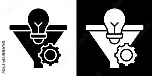 Innovation Funnel Icon Set White Style Collection