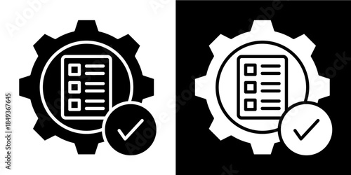Compliance Gear Icon Set White Style Collection