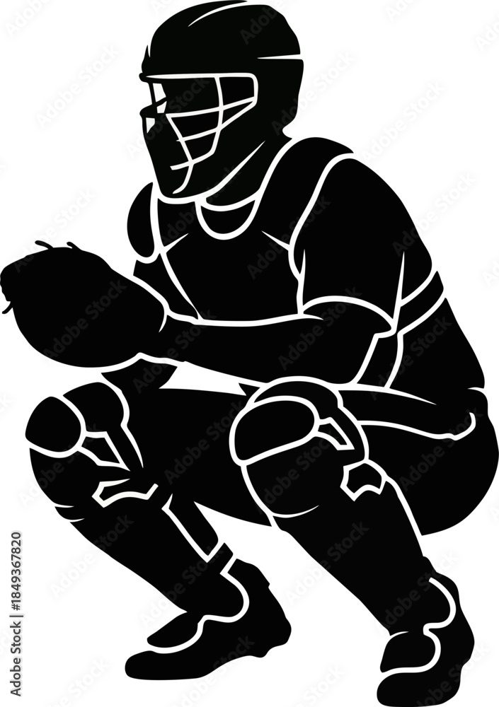 custom made wallpaper toronto digitalBaseball Catcher Negative Space Silhouette. Sport Equipment Vector Logo