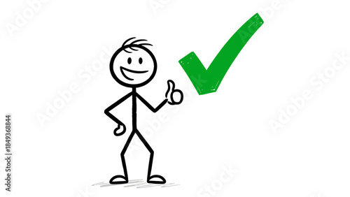 3d business man holding a green check mark icon as a positive symbol of success and approved choice for a vote or agreement illustration