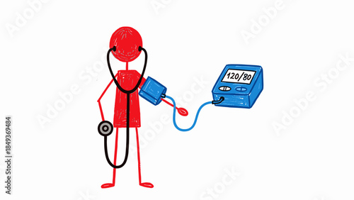 3D character illustration of a business person using a phone and computer technology symbol for a health concept blood pressure monitor check and measuring vector