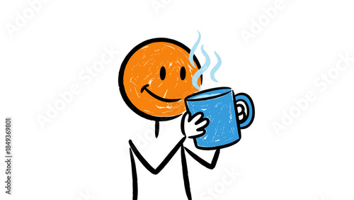 Vector illustration of a smiling cartoon character with a Halloween pumpkin head wearing a business suit as a professional office manager icon