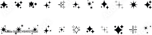 Doodle star set. Hand drawn vector stars and sparkles symbolsStars collection. Star vector icons. Golden and Black set of Stars, isolated on transparent background. Star icon. Stars in modern simple f