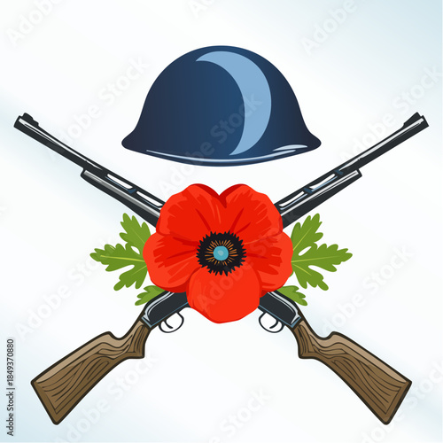 poppy flower, helmet, guns, remembrance day clip art preview