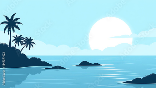 serene beach scene illustration