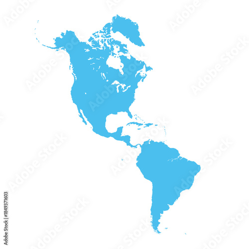 Map of North and South America, sign silhouette. World Map Globe. Vector Illustration isolated on transparent background. American continent.