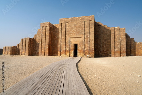 Fototapeta Saqqara,Egypt - December 2, 2025: Saqqara, entrance to the funerary complex of D