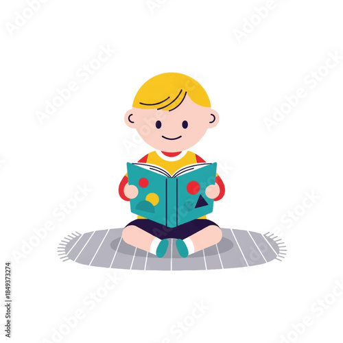 Little boy reading a book.