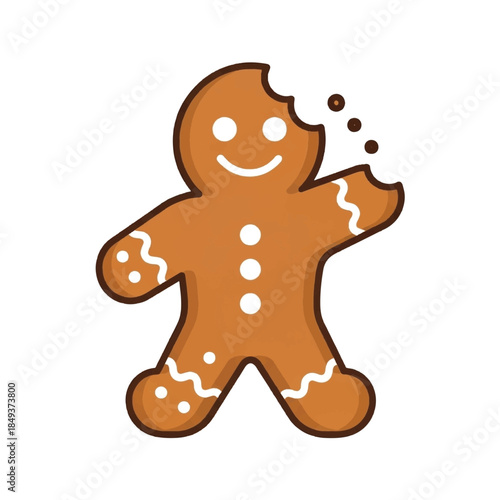 Smiling gingerbread man with icing details.