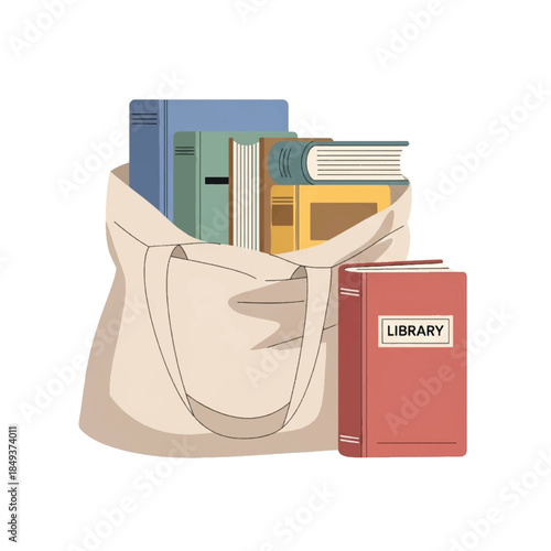 Tote bag full of colorful books.