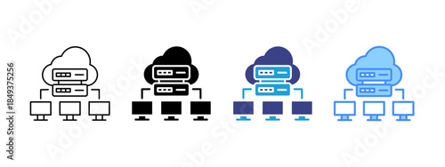 Cloud Hosting  icon set multiple style collection