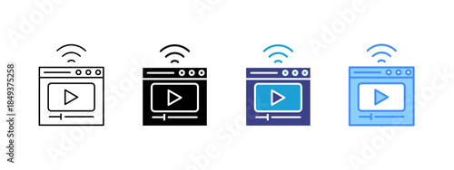 Online Streaming  icon set multiple style collection