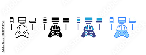 Online Gaming icon set multiple style collection