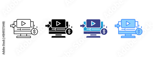 Monetization  icon set multiple style collection