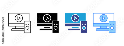 Video Player icon set multiple style collection