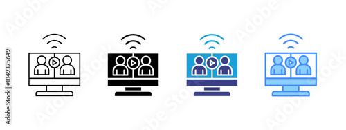 Video Conference  icon set multiple style collection