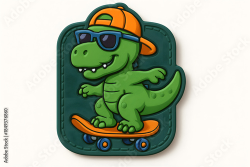 Cool T-Rex on Skateboard 3D Rubber Patch