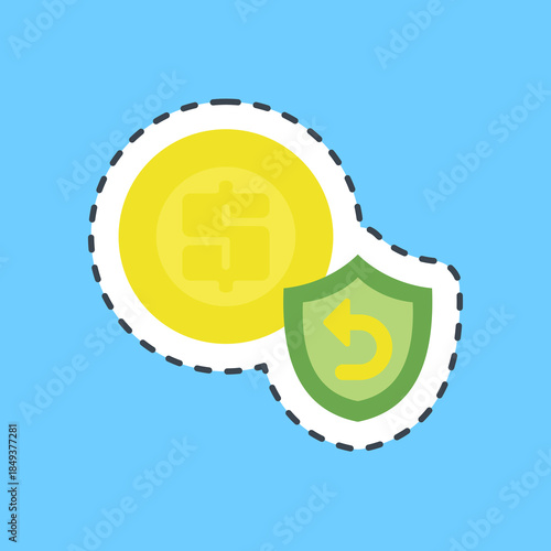 Cutting line sticker cashback guarantee. Black Friday Sale elements.