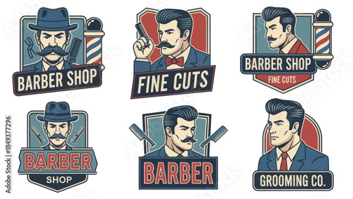 Barber Shop Logos Featuring Male Barbers.