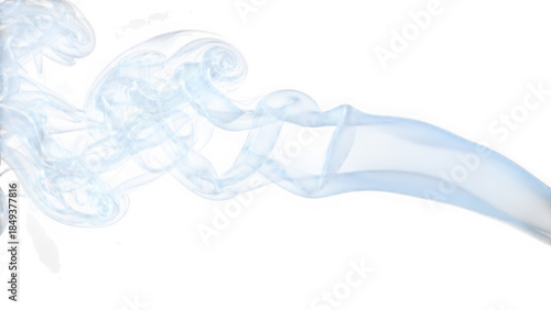 Light blue smoke swirling on white background