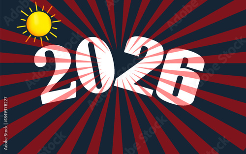 2026 Happy new year celebration greeting card, sparkler font and firework isolated background