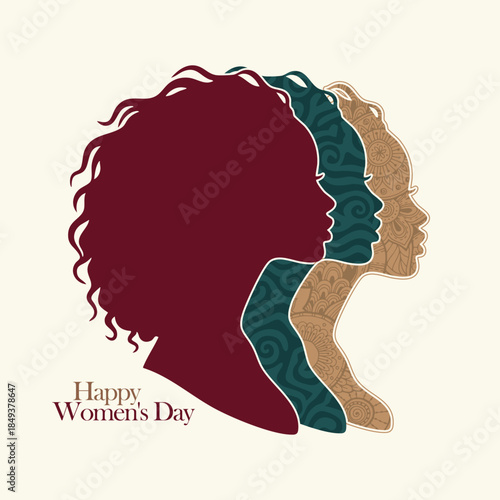 International women's day diverse female silhouettes illustration

