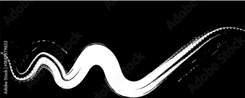 White flow brushstroke on white background.. Ribbon isolated line. Realistic volume wave. Liquid paint ink shape. Real vector illustration swirl blur. Crayons and chalk paint, fibers, hair and bunch