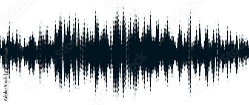 Black abstract sound wave element. Dotted line music equalizer shape design. Audio radio signal visualization concept. Digital voice assistant pattern. Song track sample player. Vector