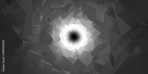 Fototapeta Naklejka Na Ścianę i Meble -  Abstract geometric tunnel in monochrome