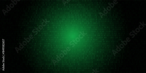 Vector digital code rain in a Matrix inspired futuristic style. High-tech backdrop with glowing binary characters. Binary Software Programming Code Background. Digital Data Technology Concept.