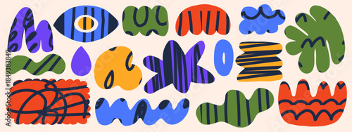 Wallpaper Mural Abstract geometric pattern with cartoon-inspired vector shapes. Funky cutout shapes set. Perfect for bright design compositions and playful graphics Torontodigital.ca