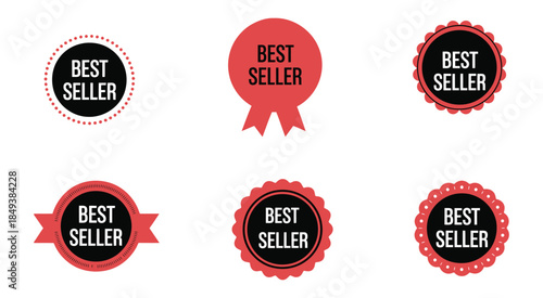Best Seller Badges, a vector collection featuring gold achievement medals, laurel wreaths, and star emblems designed