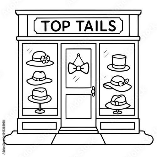 Chic Shopfront: A stylish boutique presents a curated selection of hats in its window display.