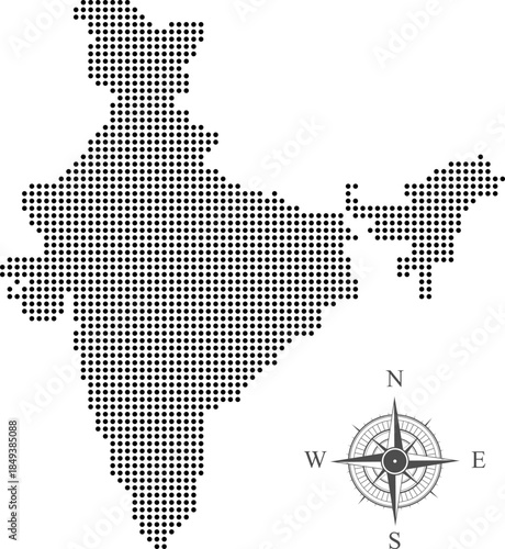 India vector map with dot shape pattern.