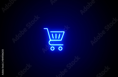 Neon glowing color Shopping cart icon on black background. shopping cart icon with a glowing or neon effect. Neon shopping basket icon. Buying cart. Buying icon. Buy icon basket.