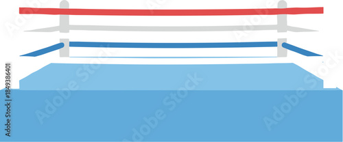 Front view of a classic boxing ring isolated on a white background.