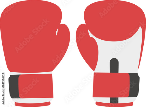 A pair of red boxing gloves for combat sports and training.