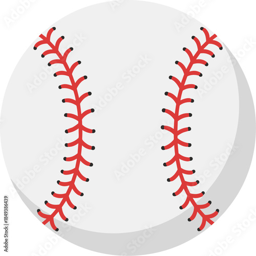 Classic white baseball with red stitching vector illustration.