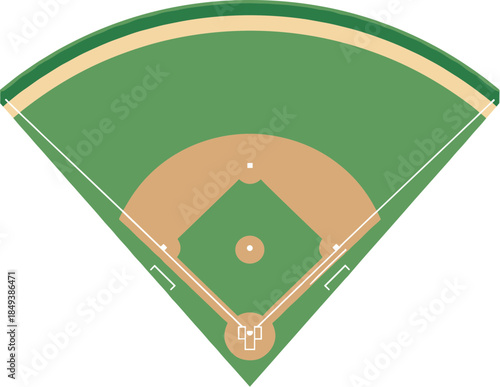 Vector illustration of a baseball field from an aerial view.