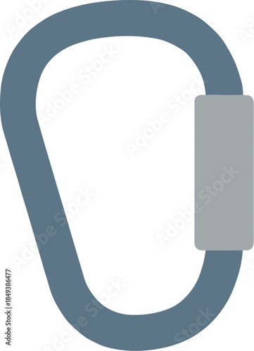 Simple flat vector icon of a blue climbing carabiner.