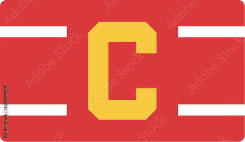 Red and yellow sports captain armband with the letter C.