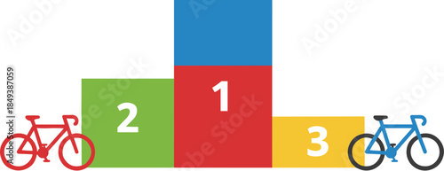 Colorful winners podium for a bicycle racing competition vector illustration.