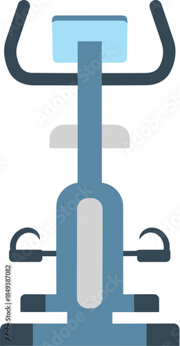 Flat design vector of an upright exercise bike for home fitness.