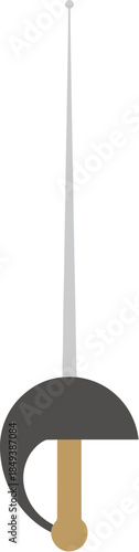 Elegant rapier fencing sword with a cup hilt guard isolated on a white background.