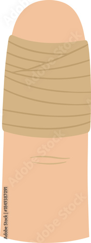 Vector illustration of a human finger wrapped in a medical bandage.