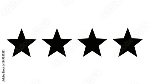 A row of four black stars on a white background representing a rating