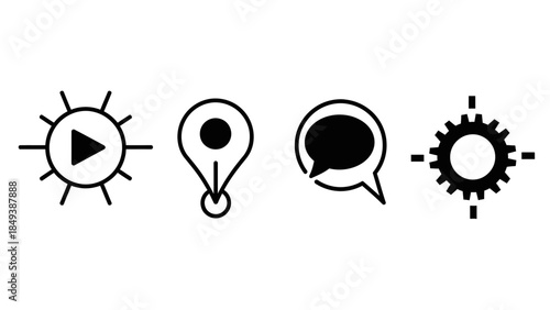 A collection of essential communication and functionality icons for digital interfaces